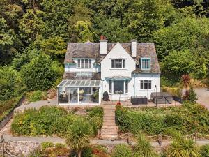 an aerial view of a house with a garden at Afallon in Menai Bridge