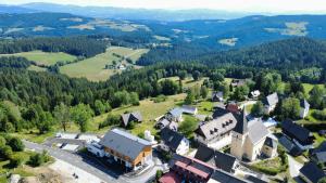 an aerial view of a small village in the mountains at Packerhöhe in Pack
