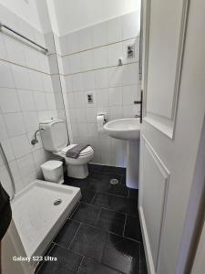 a small bathroom with a toilet and a sink at PELION HORIZON houses in Agios Ioannis Pelio +39 photos