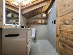 a bathroom with a sink and a toilet at Attique de la Moubra 4 in Crans-Montana +17 photos