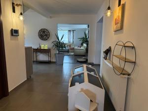 a hallway with a room with a living room at Harmony House Vera Lux in Dragomireşti