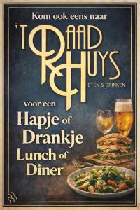 a poster of a plate of food and two glasses of beer at City Hotel Restaurant Stadskanaal in Stadskanaal