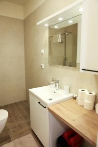 a bathroom with a sink and a toilet and a mirror at SKYHILL 1 O1 Jahorna in Jahorina +10 photos