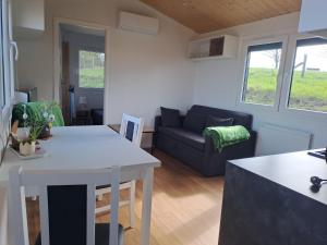 a living room with a couch and a table at Haus Barsch in Lohmen
