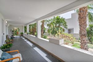 an empty hallway with palm trees in a house at Casa di soza in Busot