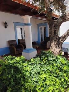 a porch with a column and a tree at Refugio de São Luis in São Luis