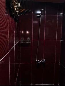 a bathroom with a shower with red tiles at double room in Ureki