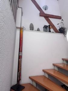 a room with a skis on the wall at Bed & Breakfast Bodensee mit Herz in Stockach