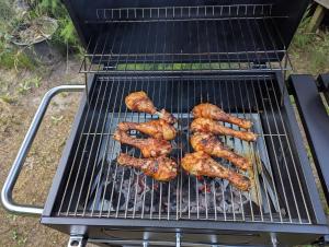 a group of food cooking on a grill at Chata Eva in Planá nad Lužnicí