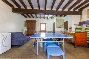 a blue ping pong table in a living room at Georgeluc in Langeron