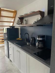 a kitchen with a sink and a counter top at Faos residence I in Pefkias
