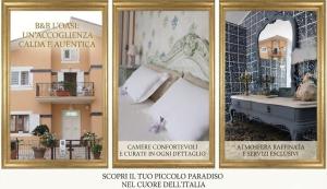 three framed pictures of a bedroom with a bed and a bathroom at Residenza B&B Salge Colonnella in Colonnella