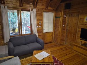 a living room with a couch and a table at Ronit and Mario in Abirim