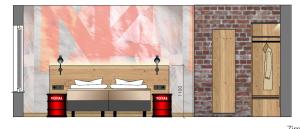 a painting of a store front with at N4 - Apartments Fulda Free Parking & Zentral in Fulda
