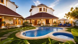 a house with a swimming pool in the yard at Greenfield Villa M- Diani Beach in Ukunda