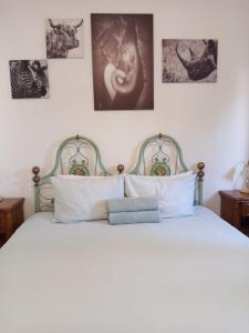 a bedroom with a bed with four pictures on the wall at Green Olive Guesthouse in Robertson +123 photos
