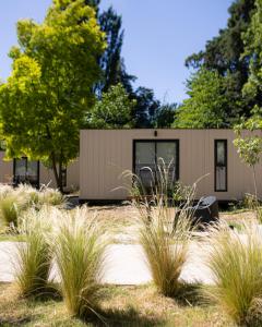 a small building with a tree in front of it at La Misión Tiny Houses in Ciudad Lujan de Cuyo