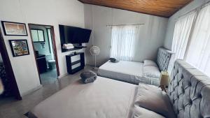 a living room with a couch and a tv at GatoPardo in Montenegro +40 photos
