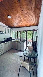 a kitchen with a table and chairs in a room at GatoPardo in Montenegro
