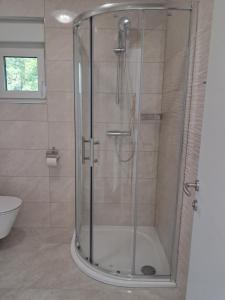 a shower with a glass door in a bathroom at Mabora in Crikvenica +58 photos