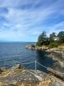 a view of the ocean from a cliff at water front 2 bedroom suite in Victoria