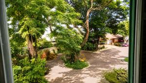 a view from a window of a street with trees at Bem-estar e boa localização (Apto Paraíso) in Maringá