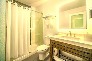 a bathroom with a toilet and a shower and a sink at Hotel Kalika Inn in Dhanbād