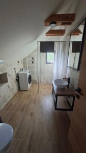 a bathroom with a sink and a toilet in a room at Kuća za odmor Vrata Papuka in Pakrac