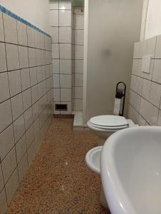 a bathroom with a toilet and a sink at La collinetta in Casa Regnano