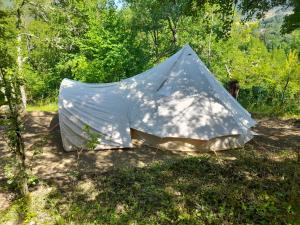a tent that is sitting in the grass at Glamping en Tente Yourte in Ispagnac