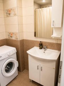 a bathroom with a washing machine and a sink at Harmony Relax in Paraćin +8 photos