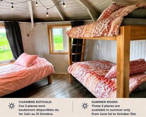 a bedroom with two bunk beds in a house at Waterfront & breathtaking view - Chalet du Phare in Bonaventure