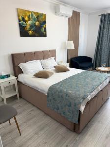 a bedroom with a large bed in a room at Day Studio in Focşani