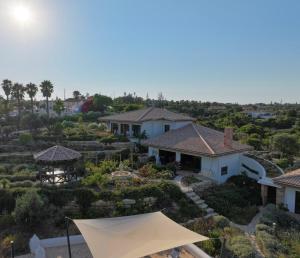 an aerial view of a house with a garden at Casa Poupa in Lagoa