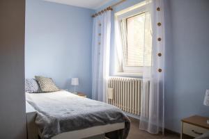 a bedroom with a bed and a window at Privat Kovacova in Žiar
