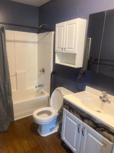 a bathroom with a white toilet and a sink at Ma Campagne in Lexington