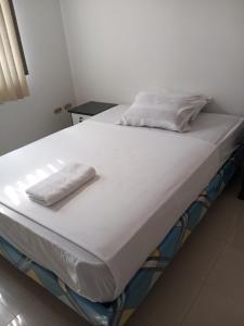 Tempat tidur dalam kamar di Hostal Oasis
