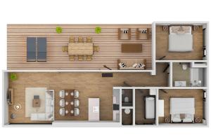 a rendering of a floor plan of a house at Forest Villa 6 persons #1212 in Maasbree