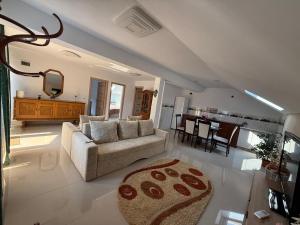 a living room with a couch and a table at Belareca Garden in Mehadia
