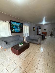 a living room with two couches and a tv at Hospedaje Ejecutivo Toronjal II in La Ceiba