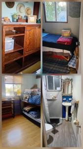 a collage of three pictures of a room at Peaceful Haven in Rosarito