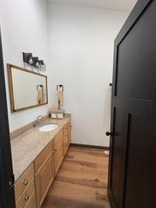 a bathroom with a sink and a mirror at Driftless Destinations in McGregor