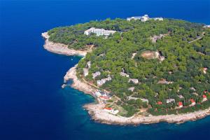 an aerial view of an island in the water at Verudela Villas in Pula