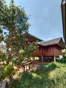 a red house with a tree in front of it at Thai Style House - Yao Noi in Ko Yao Noi
