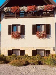 a building with two windows with flower boxes on it at house Anna in Plitvička Jezera