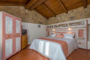 1 dormitorio con 1 cama y TV. en Valle Dell'Aquila Country House, en Settefrati