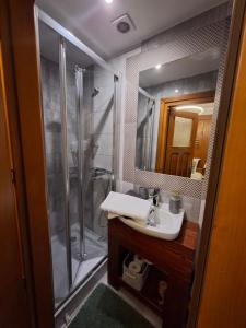a bathroom with a shower and a sink at U Hanki in Biały Dunajec