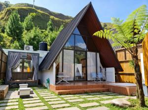 a house with a view of a mountain at Himalaya 2 - Private Triangle in Bandung