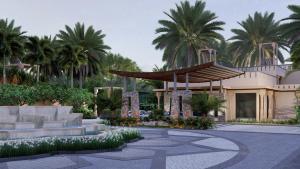 a rendering of a villa with palm trees at Taj Pushkar Resort & Spa, Rajasthan in Pushkar