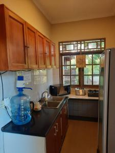 a kitchen with a sink and a counter top at Margot Guest House in Sanur